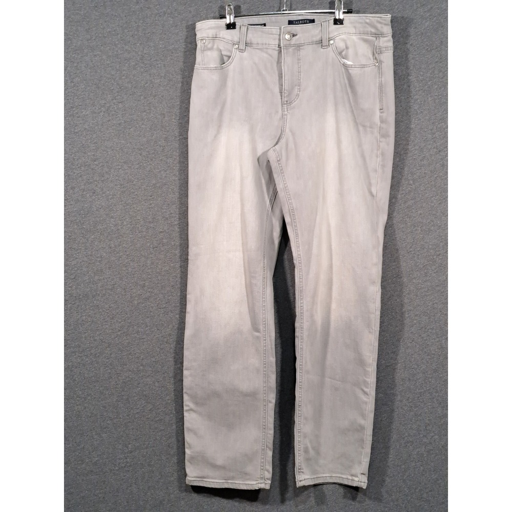 Talbots Women Light Gray Straight Leg Stretch Denim Jeans Size 12 0785